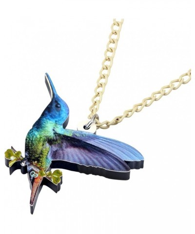 Acrylic Floral Flying Hummingbird Bird Parrot Necklace Chain Pendant Collar Fashion Jewelry For Women Girl Gift Charm Green $...