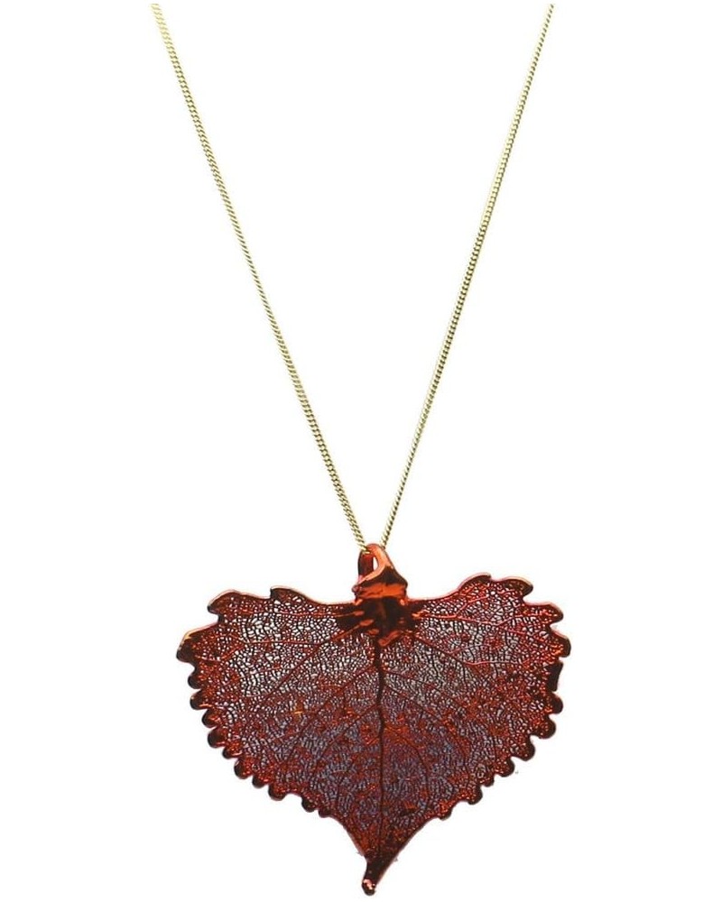 Irridescent Copper-Plated Cottonwood Leaf Pendant 18k Gold-Flashed Sterling Silver Curb Chain 16 inches $9.00 Others