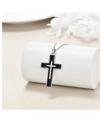 Cross Necklace Sterling Silver Cross Pendant Religious Jewelry Gifts for Women Men A-Black Tourmaline $24.37 Necklaces