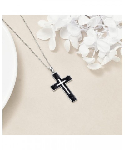 Cross Necklace Sterling Silver Cross Pendant Religious Jewelry Gifts for Women Men A-Black Tourmaline $24.37 Necklaces