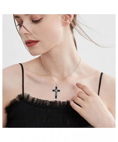 Cross Necklace Sterling Silver Cross Pendant Religious Jewelry Gifts for Women Men A-Black Tourmaline $24.37 Necklaces