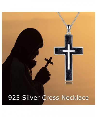 Cross Necklace Sterling Silver Cross Pendant Religious Jewelry Gifts for Women Men A-Black Tourmaline $24.37 Necklaces