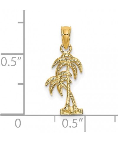 Solid 14k Yellow Gold Textured Double Palm Tree Charm Pendant - 14mm x 9mm $37.20 Pendants