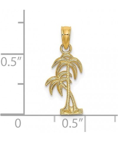 Solid 14k Yellow Gold Textured Double Palm Tree Charm Pendant - 14mm x 9mm $37.20 Pendants