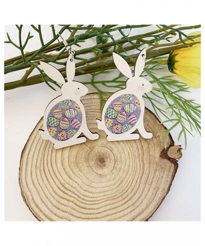 Colorful Easter Rabbit Wooden Dangle Earrings for Women Handmade Wooden Bunny Earrings Cute Leopard Rabbit Duck Chicken Carro...