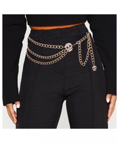 MultiLayer Waist Chain Belts for Women, Adjustable Metal Body Belly Chain for Dress Gold Skull S: (Fit Waist 90cm/35.4in) $10...