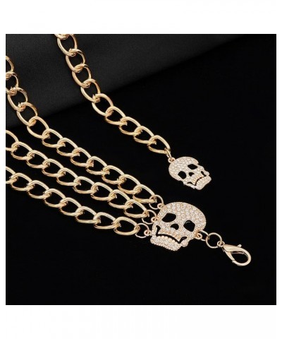 MultiLayer Waist Chain Belts for Women, Adjustable Metal Body Belly Chain for Dress Gold Skull S: (Fit Waist 90cm/35.4in) $10...