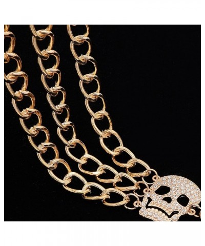 MultiLayer Waist Chain Belts for Women, Adjustable Metal Body Belly Chain for Dress Gold Skull S: (Fit Waist 90cm/35.4in) $10...