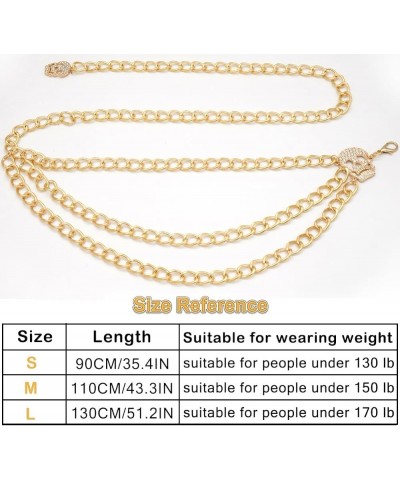 MultiLayer Waist Chain Belts for Women, Adjustable Metal Body Belly Chain for Dress Gold Skull S: (Fit Waist 90cm/35.4in) $10...