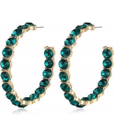 Women's Fashion Stunning Crystal Rhinestone Statement Hoop Dangle Earrings for Party Prom Green Gold-Tone $7.50 Earrings