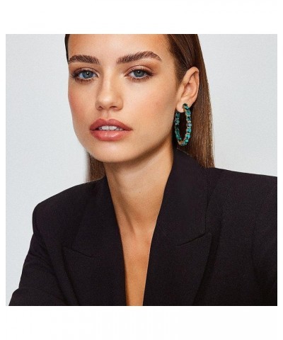 Women's Fashion Stunning Crystal Rhinestone Statement Hoop Dangle Earrings for Party Prom Green Gold-Tone $7.50 Earrings