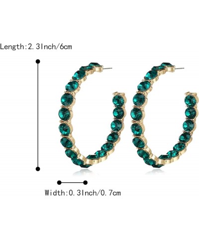 Women's Fashion Stunning Crystal Rhinestone Statement Hoop Dangle Earrings for Party Prom Green Gold-Tone $7.50 Earrings