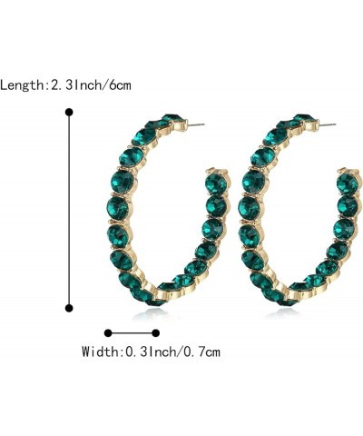 Women's Fashion Stunning Crystal Rhinestone Statement Hoop Dangle Earrings for Party Prom Green Gold-Tone $7.50 Earrings