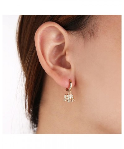 14K Gold Plated Cute Elephant/Crab/Mermaid Tail Dangle Earring Dainty Cubic Zirconia Lightweight Animal Huggie Hoop Earrings ...