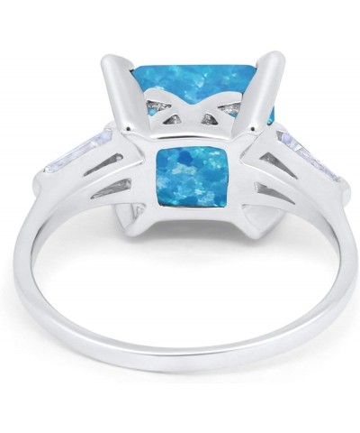 Wedding Engagement Ring Princess Cut Baguette Simulated CZ 925 Sterling Silver Lab Created Blue Opal $15.95 Rings