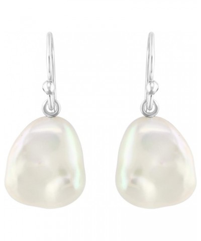 .925 Sterling Silver AAAA White Freshwater Cultured Baroque Pearl 1" French Wire Dangling Drop Earrings (Choice of Size) $25....