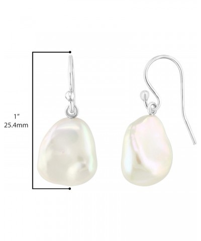 .925 Sterling Silver AAAA White Freshwater Cultured Baroque Pearl 1" French Wire Dangling Drop Earrings (Choice of Size) $25....