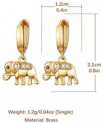 14K Gold Plated Cute Elephant/Crab/Mermaid Tail Dangle Earring Dainty Cubic Zirconia Lightweight Animal Huggie Hoop Earrings ...