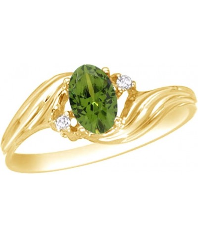 Jewel Zone US Simulated Green Peridot & Natural Diamond Fashion Engagement Ring in 10K Solid Gold (0.75 Ct) Yellow Gold $93.5...