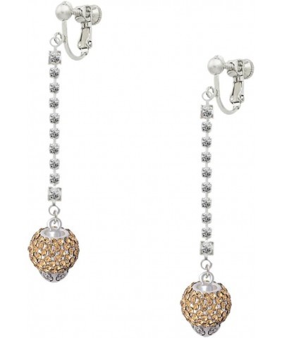 Silvertone Crystal Sparkle Spinner Silver-tone Long Sparkle Dangle Clip on Earrings Light Brown $44.87 Earrings