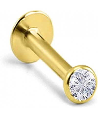 14k Solid Yellow Gold Threadless Push Pin Nose Ring Stud 1.5mm, 2mm, 2.5mm or 3mm Bezel CZ 18G, 16G 2.5mm CZ-18G-1/4" Post $2...