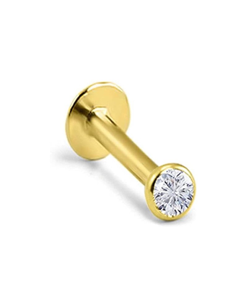 14k Solid Yellow Gold Threadless Push Pin Nose Ring Stud 1.5mm, 2mm, 2.5mm or 3mm Bezel CZ 18G, 16G 2.5mm CZ-18G-1/4" Post $2...