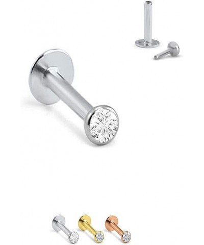 14k Solid Yellow Gold Threadless Push Pin Nose Ring Stud 1.5mm, 2mm, 2.5mm or 3mm Bezel CZ 18G, 16G 2.5mm CZ-18G-1/4" Post $2...