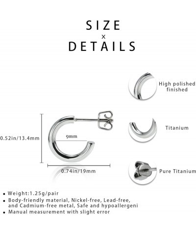 Titanium Earrings Hoops Open C Titanium Hoops for Women 9mm-50mm, Small/Big Lightweight Round Surgical Grade Titanium Earring...