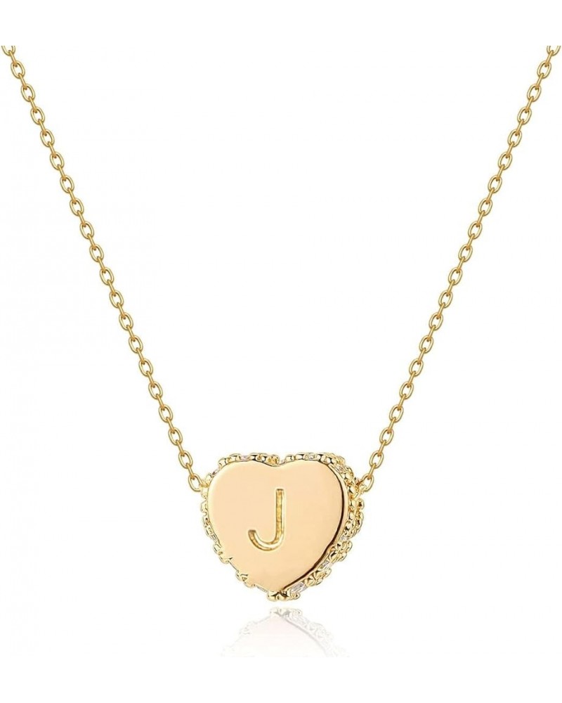 Tiny Gold Initial Heart Necklace-14K Gold Plated Handmade Dainty Letter Heart Necklace Gift for Women Necklace Jewelry J&CZ P...