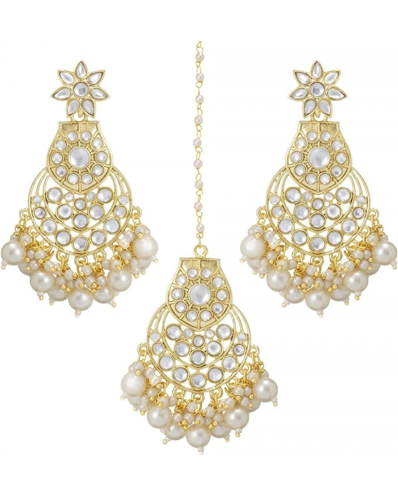 Traditional Maang Tikka With Earring Set Jewelry For Women White 13 $14.85 Jewelry Sets