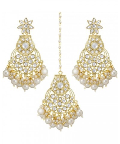 Traditional Maang Tikka With Earring Set Jewelry For Women White 13 $14.85 Jewelry Sets