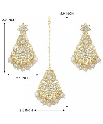 Traditional Maang Tikka With Earring Set Jewelry For Women White 13 $14.85 Jewelry Sets