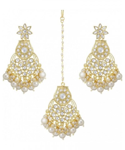 Traditional Maang Tikka With Earring Set Jewelry For Women White 13 $14.85 Jewelry Sets