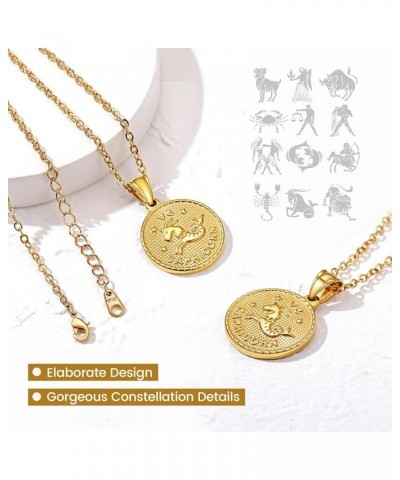 Gold Zodiac Necklace for Women Men, Constellation Coin Horoscope Astrology Pendant Necklaces Lucky Jewelry Personalized- 08. ...