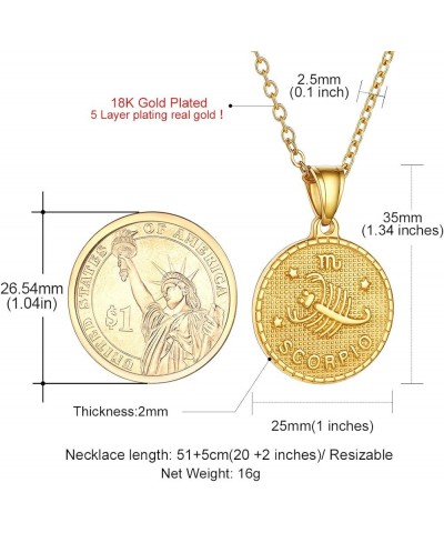 Gold Zodiac Necklace for Women Men, Constellation Coin Horoscope Astrology Pendant Necklaces Lucky Jewelry Personalized- 08. ...