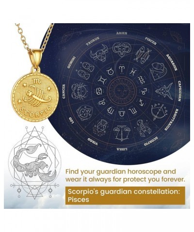 Gold Zodiac Necklace for Women Men, Constellation Coin Horoscope Astrology Pendant Necklaces Lucky Jewelry Personalized- 08. ...