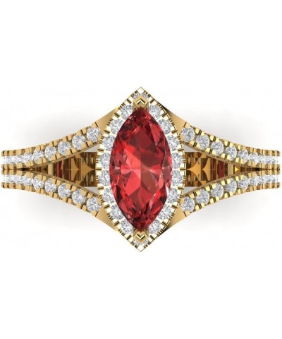 1.17ct Marquise Cut Solitaire split shank Halo Natural Scarlet Red Garnet designer Modern Statement Ring 14k Yellow Gold $149...