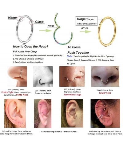 6-12Pcs 18g 20g Nose Rings for Women Men 316L Surgical Steel 16g Septum Ring Cute Tiny Cartilage Helix Conch Daith Tragus Ear...