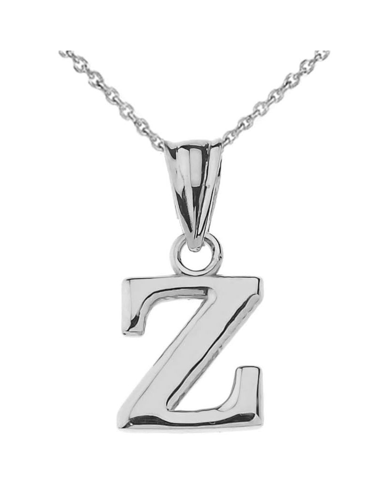 14K White Gold Fine Dangling Initial A-Z Charm Pendant with Rolo Chain - Your Choice of Chain Lengths 22.0 Inches Z $94.59 Ne...