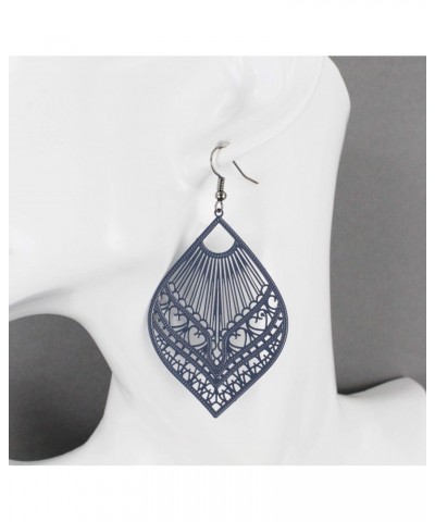 Gray teardrop earrings cut out filigree scroll oval 3 inches long Very lightweight oval pendant grey $10.07 Earrings