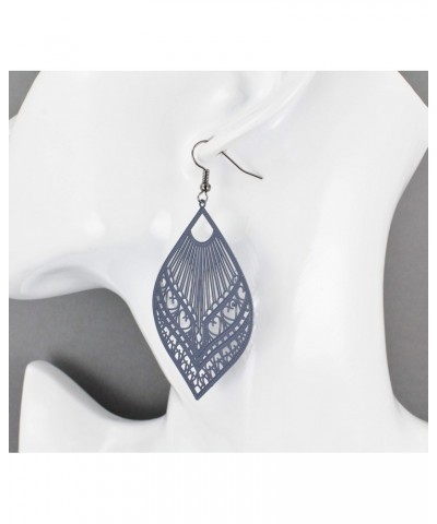 Gray teardrop earrings cut out filigree scroll oval 3 inches long Very lightweight oval pendant grey $10.07 Earrings