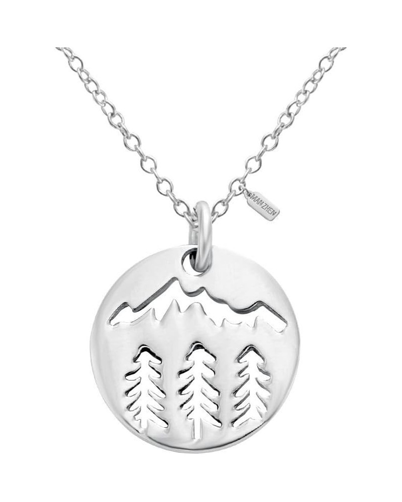 Tiny Mountain Forest Nature Wilderness Trees Hiking Camping Pendant Necklace Pendant D:0.59 inches $9.12 Necklaces