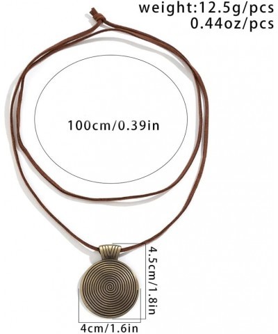 Leather Cord Necklace Chain Multilayer Wooden Pendant Necklaces Vintage Jewelry Boho Long Sweater Necklace for Women Teens an...