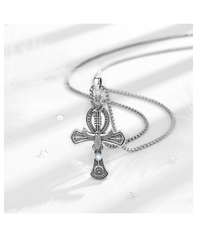 Egyptian Necklace for Women Men, 925 Sterling Silver Anubis/Ankh Cross/Evil Eye/Egyptian Goddess Pendant for Mom Dad, Egypt P...