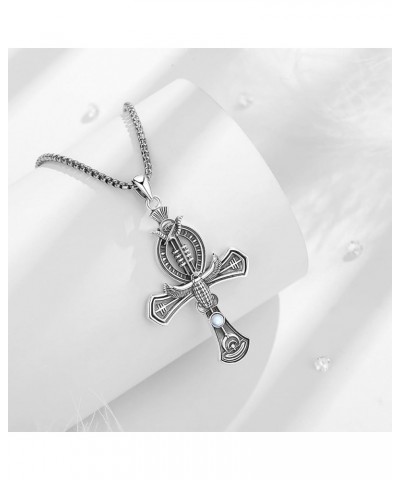 Egyptian Necklace for Women Men, 925 Sterling Silver Anubis/Ankh Cross/Evil Eye/Egyptian Goddess Pendant for Mom Dad, Egypt P...