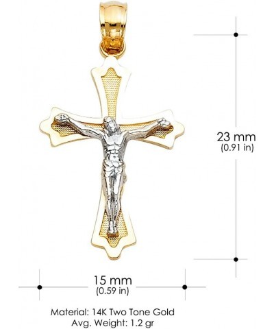 14K Two Tone Gold Jesus Crucifix Cross Pendant with 1.9mm Figaro 3+1 Chain Chain Necklace 20.0 Inches $147.20 Necklaces