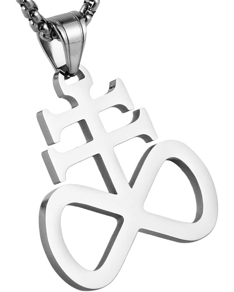 Unisex Stainless Steel Church of Satan Satanic Leviathan Cross Pendant Necklace,Religions Jewelry Silver $8.84 Necklaces