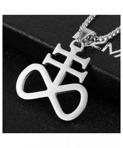 Unisex Stainless Steel Church of Satan Satanic Leviathan Cross Pendant Necklace,Religions Jewelry Silver $8.84 Necklaces