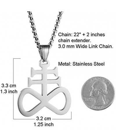 Unisex Stainless Steel Church of Satan Satanic Leviathan Cross Pendant Necklace,Religions Jewelry Silver $8.84 Necklaces