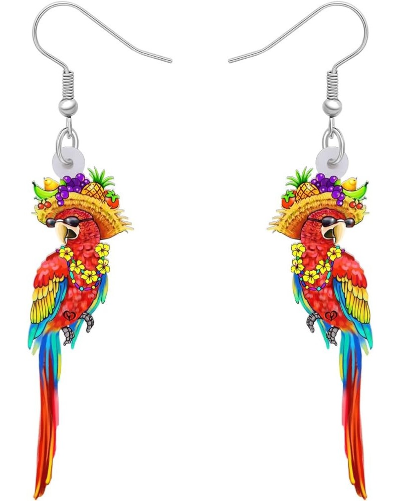 Acrylic Macaws Parrot Earrings Bird Dangle Drop Colorful Jewelry Gift For Women Girls Jimmy Buffett Accessories Hawaii C $7.4...